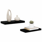 Scaffali a Parete 2 pz Nero Lucido 50x23x3,8 cm in MDF