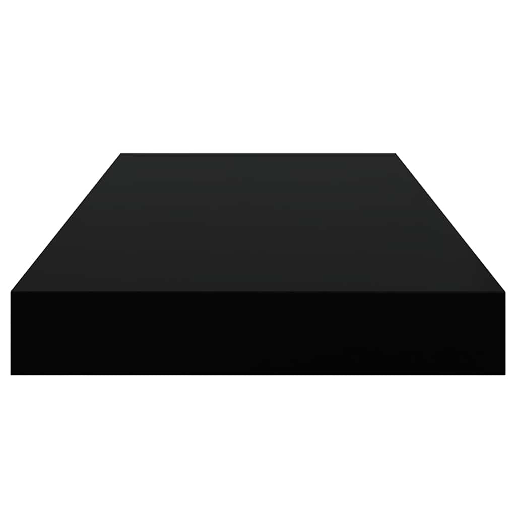 Scaffali a Parete 2 pz Nero Lucido 50x23x3,8 cm in MDF