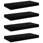 Scaffali a Parete 4 pz Nero Lucido 50x23x3,8 cm in MDF