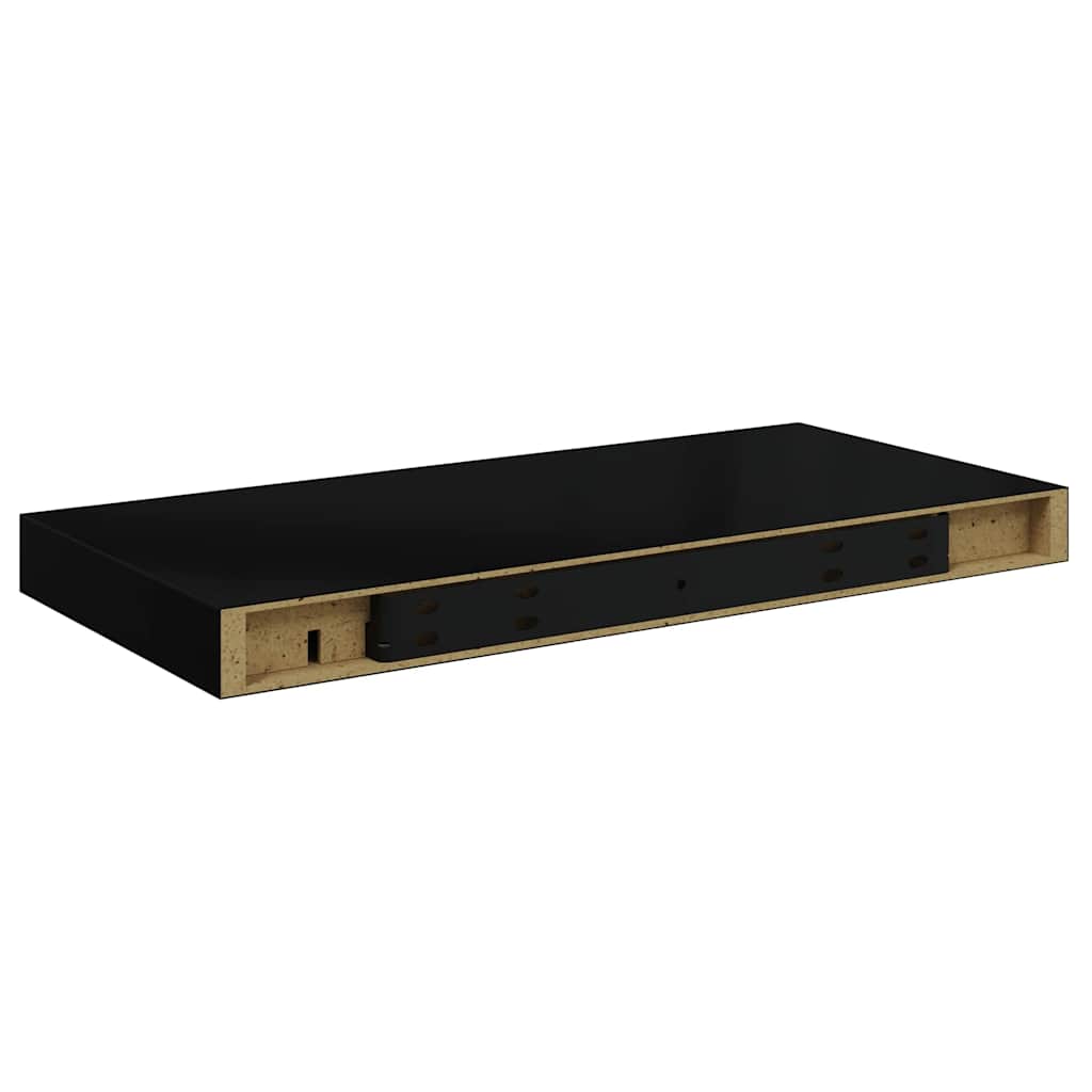 Scaffali a Parete 4 pz Nero Lucido 50x23x3,8 cm in MDF