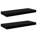 Scaffali a Parete 2 pz Nero Lucido 60x23,5x3,8 cm in MDF