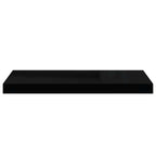 Scaffali a Parete 2 pz Nero Lucido 60x23,5x3,8 cm in MDF
