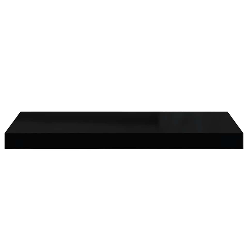Scaffali a Parete 2 pz Nero Lucido 60x23,5x3,8 cm in MDF