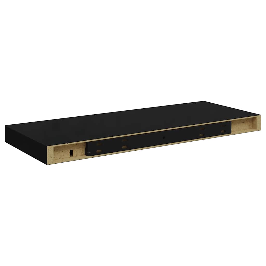 Scaffali a Parete 2 pz Nero Lucido 60x23,5x3,8 cm in MDF