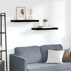 Scaffali a Parete 2 pz Nero Lucido 60x23,5x3,8 cm in MDF