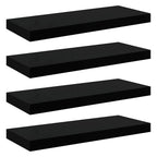 Scaffali a Parete 4 pz Nero Lucido 60x23,5x3,8 cm in MDF