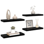 Scaffali a Parete 4 pz Nero Lucido 60x23,5x3,8 cm in MDF
