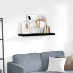 Scaffale a Parete Nero Lucido 80x23,5x3,8 cm in MDF