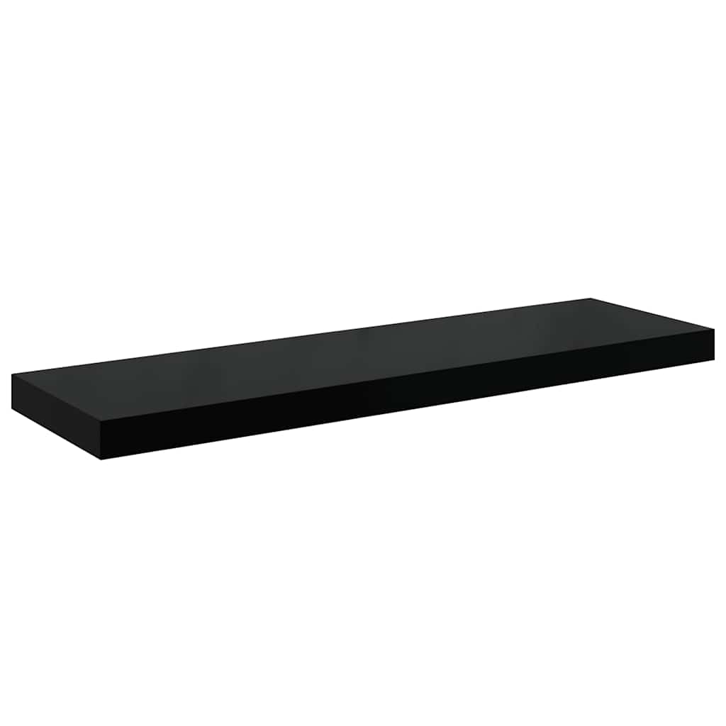 Scaffali a Parete 2 pz Nero Lucido 80x23,5x3,8 cm in MDF