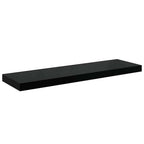 Scaffali a Parete 2 pz Nero Lucido 80x23,5x3,8 cm in MDF