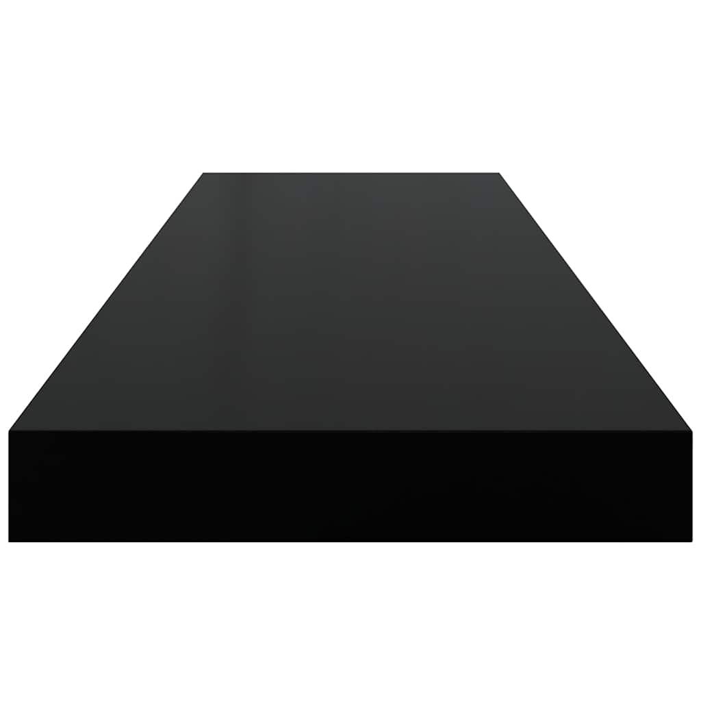Scaffali a Parete 2 pz Nero Lucido 80x23,5x3,8 cm in MDF