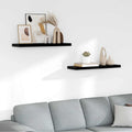 Scaffali a Parete 2 pz Nero Lucido 80x23,5x3,8 cm in MDF