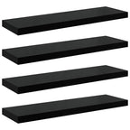 Scaffali a Parete 4 pz Nero Lucido 80x23,5x3,8 cm in MDF