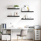Scaffali a Parete 4 pz Nero Lucido 80x23,5x3,8 cm in MDF