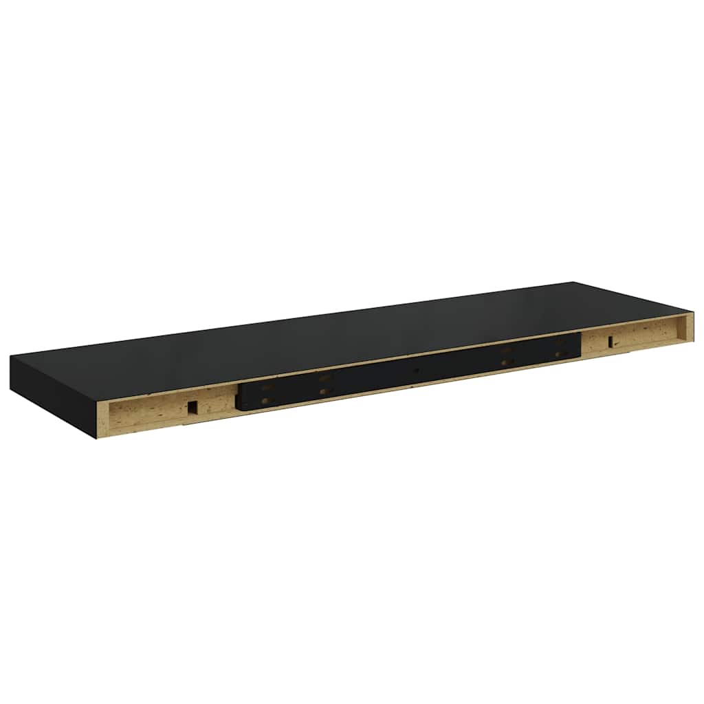 Scaffali a Parete 4 pz Nero Lucido 80x23,5x3,8 cm in MDF