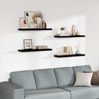 Scaffali a Parete 4 pz Nero Lucido 80x23,5x3,8 cm in MDF