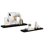 Scaffali a Parete 2 pz Nero Lucido 90x23,5x3,8 cm in MDF