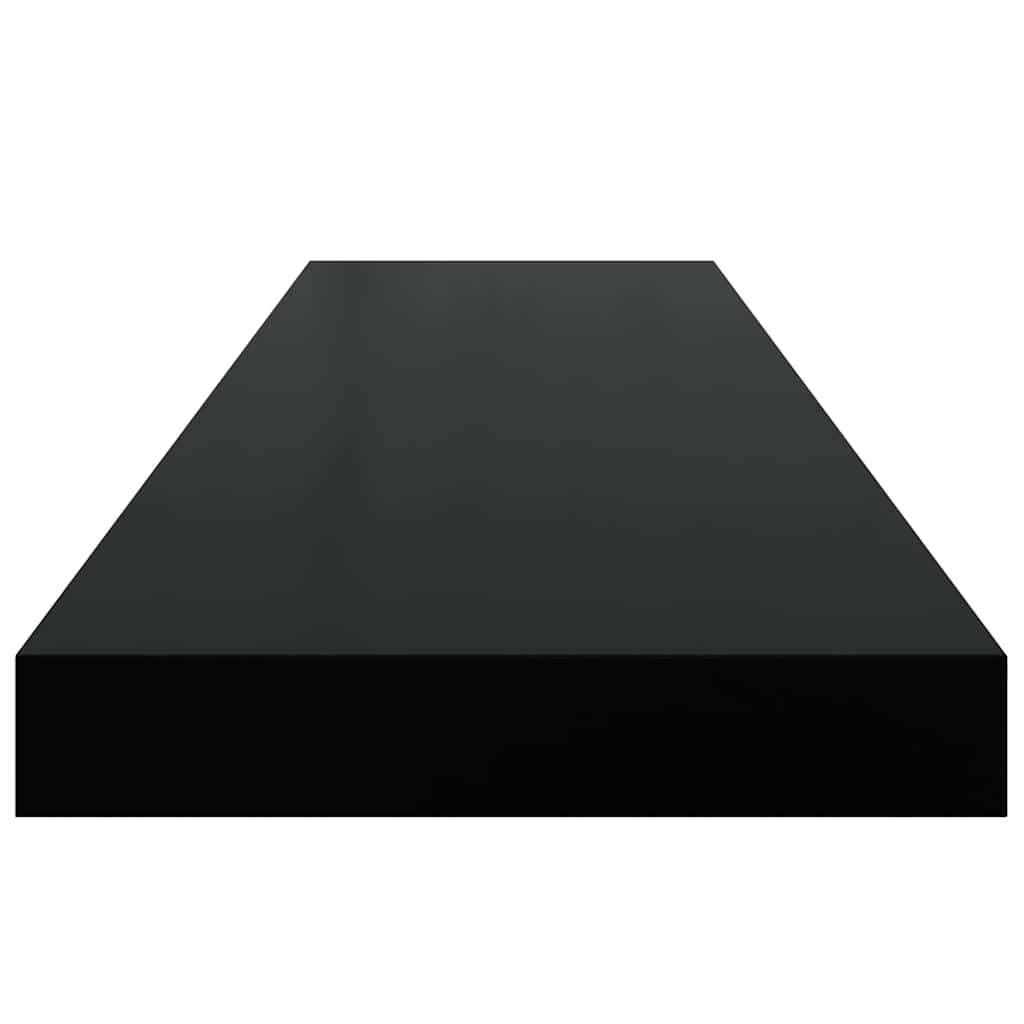 Scaffali a Parete 2 pz Nero Lucido 90x23,5x3,8 cm in MDF