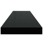 Scaffali a Parete 2 pz Nero Lucido 90x23,5x3,8 cm in MDF