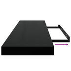 Scaffali a Parete 2 pz Nero Lucido 90x23,5x3,8 cm in MDF