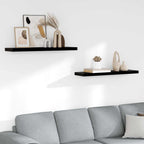 Scaffali a Parete 2 pz Nero Lucido 90x23,5x3,8 cm in MDF