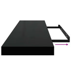 Scaffali a Parete 4 pz Nero Lucido 90x23,5x3,8 cm in MDF
