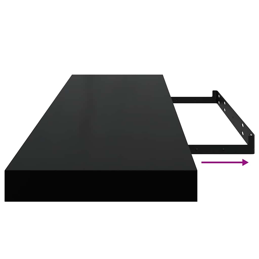 Scaffali a Parete 4 pz Nero Lucido 90x23,5x3,8 cm in MDF