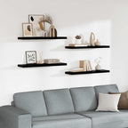 Scaffali a Parete 4 pz Nero Lucido 90x23,5x3,8 cm in MDF