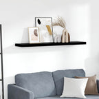 Scaffale a Parete Nero Lucido 120x23,5x3,8 cm in MDF