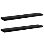 Scaffali a Parete 2 pz Nero Lucido 120x23,5x3,8 cm in MDF