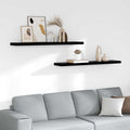 Scaffali a Parete 2 pz Nero Lucido 120x23,5x3,8 cm in MDF