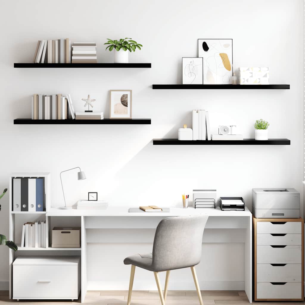 Scaffali a Parete 4 pz Nero Lucido 120x23,5x3,8 cm in MDF