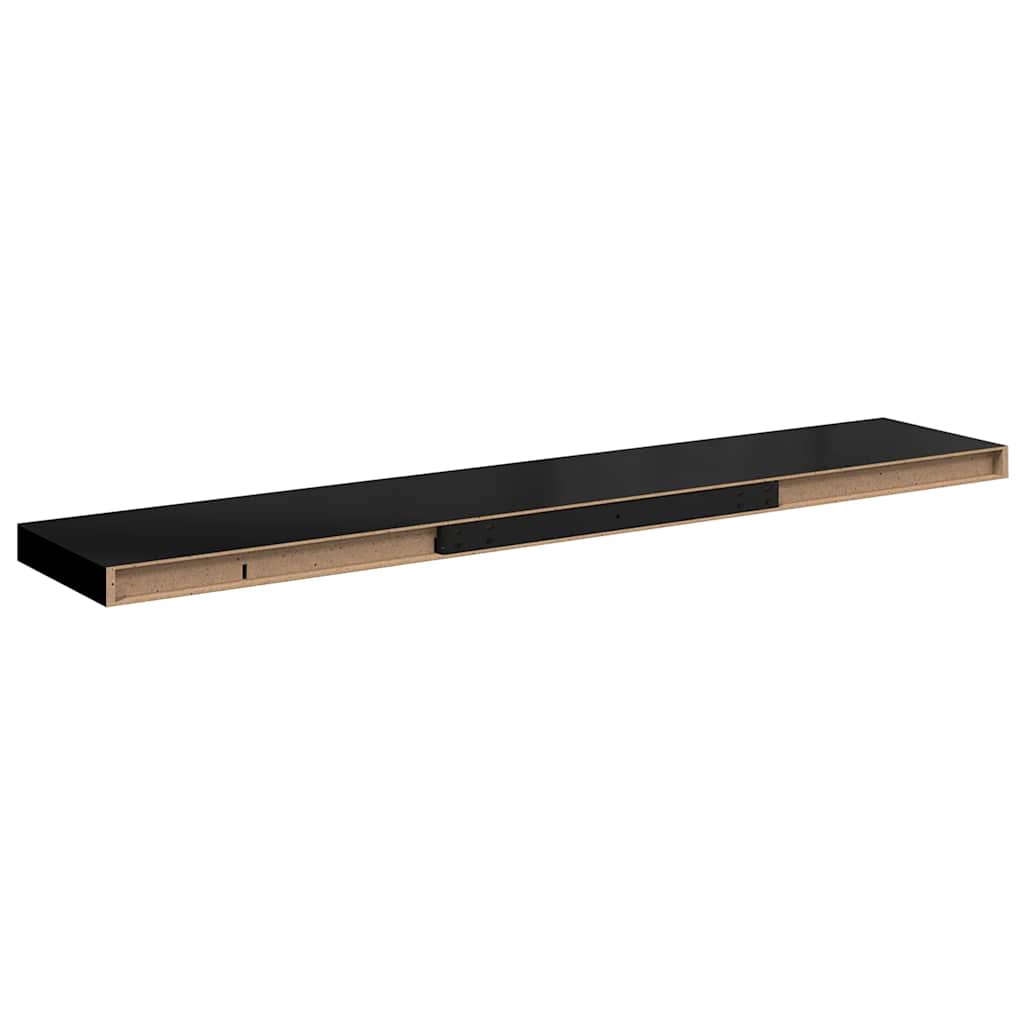Scaffali a Parete 4 pz Nero Lucido 120x23,5x3,8 cm in MDF