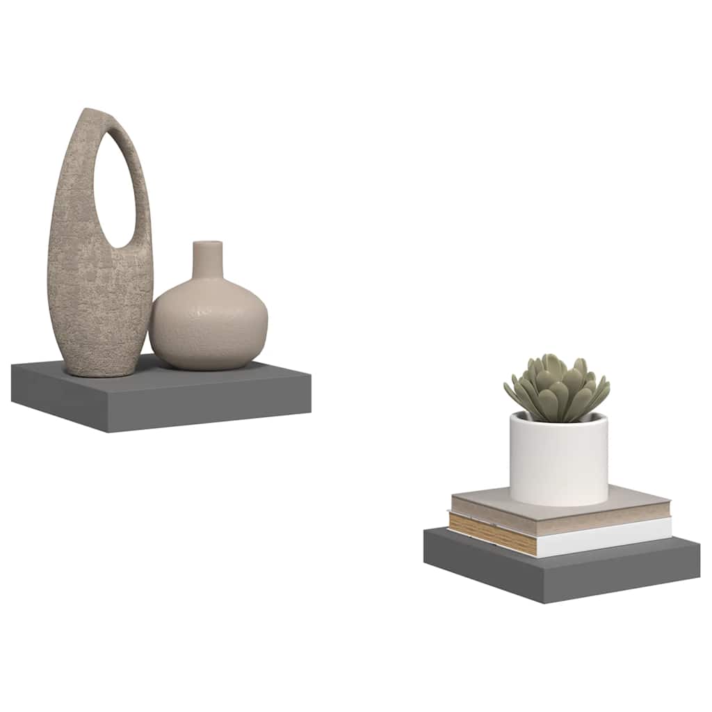 Scaffali a Parete 2 pz Grigio Lucido 23x23,5x3,8 cm in MDF