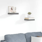 Scaffali a Parete 2 pz Grigio Lucido 23x23,5x3,8 cm in MDF