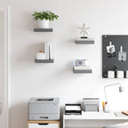 Scaffali a Parete 4 pz Grigio Lucido 23x23,5x3,8 cm in MDF