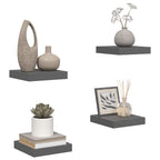 Scaffali a Parete 4 pz Grigio Lucido 23x23,5x3,8 cm in MDF