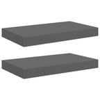 Scaffali a Parete 2 pz Grigio Lucido 40x23x3,8 cm in MDF