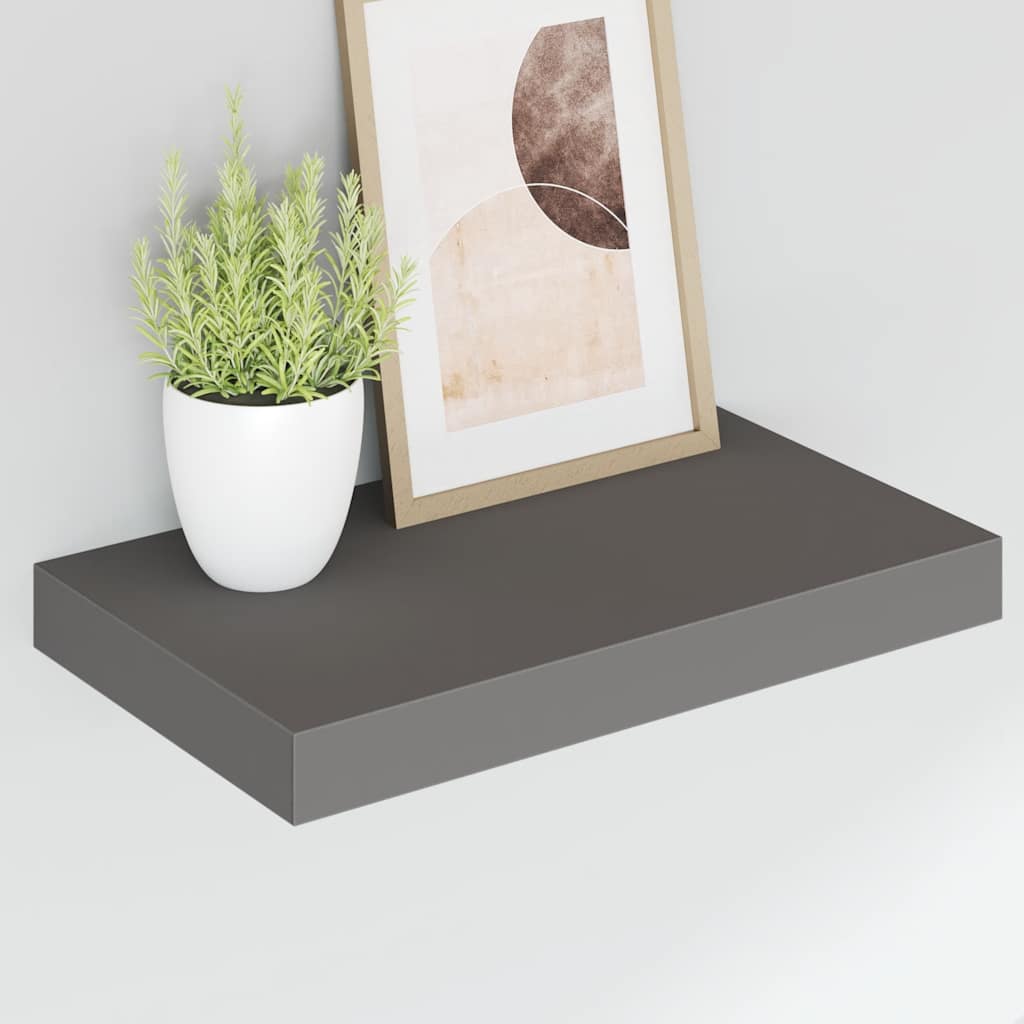 Scaffali a Parete 2 pz Grigio Lucido 40x23x3,8 cm in MDF