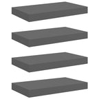Scaffali a Parete 4 pz Grigio Lucido 40x23x3,8 cm in MDF