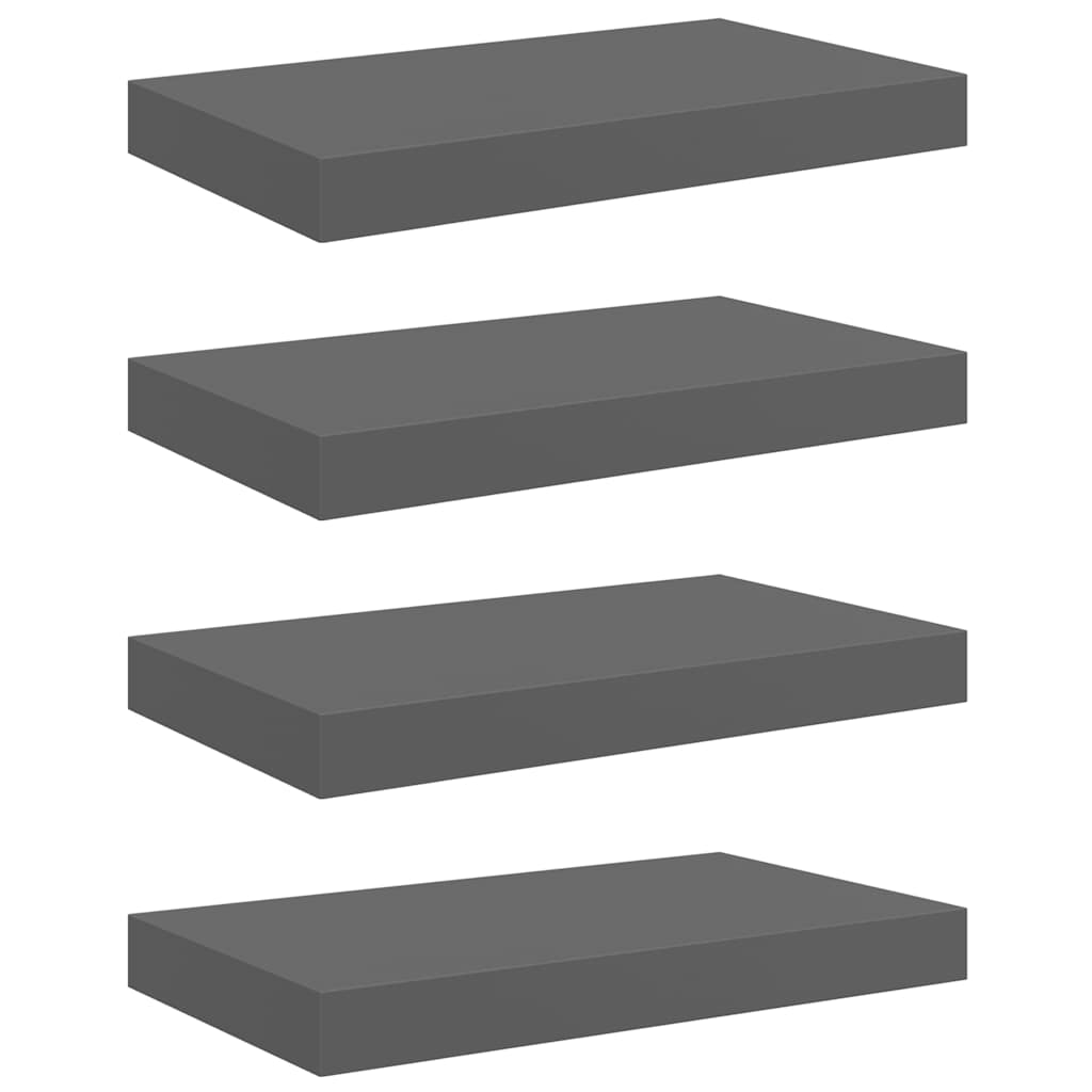 Scaffali a Parete 4 pz Grigio Lucido 40x23x3,8 cm in MDF