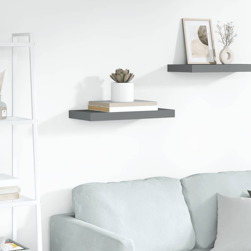 Scaffale a Parete Grigio Lucido 50x23x3,8 cm in MDF