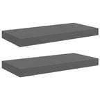 Scaffali a Parete 2 pz Grigio Lucido 50x23x3,8 cm in MDF