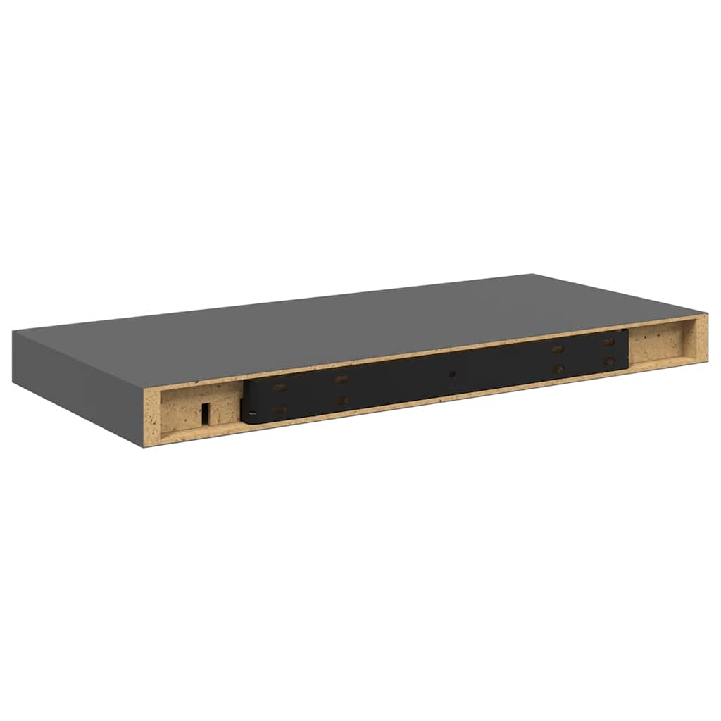 Scaffali a Parete 2 pz Grigio Lucido 50x23x3,8 cm in MDF