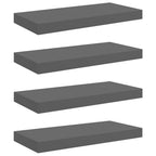 Scaffali a Parete 4 pz Grigio Lucido 50x23x3,8 cm in MDF