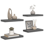 Scaffali a Parete 4 pz Grigio Lucido 50x23x3,8 cm in MDF