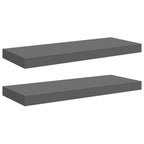 Scaffali a Parete 2 pz Grigio Lucido 60x23,5x3,8 cm in MDF