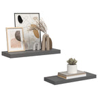 Scaffali a Parete 2 pz Grigio Lucido 60x23,5x3,8 cm in MDF