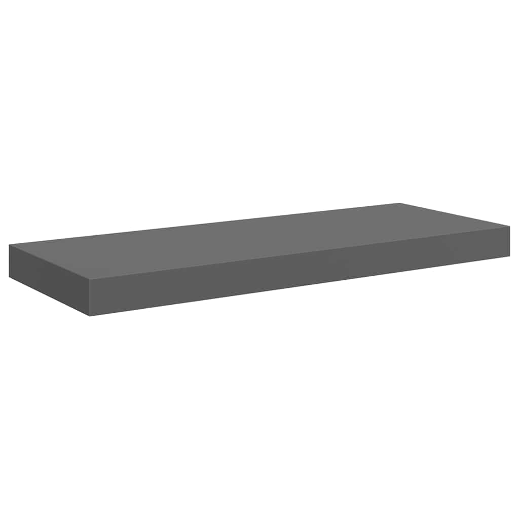 Scaffali a Parete 2 pz Grigio Lucido 60x23,5x3,8 cm in MDF
