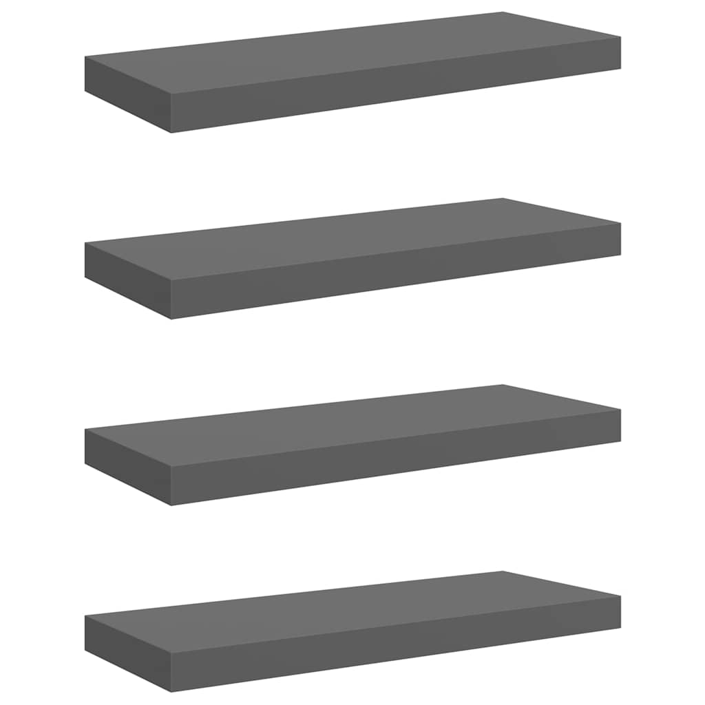 Scaffali a Parete 4 pz Grigio Lucido 60x23,5x3,8 cm in MDF